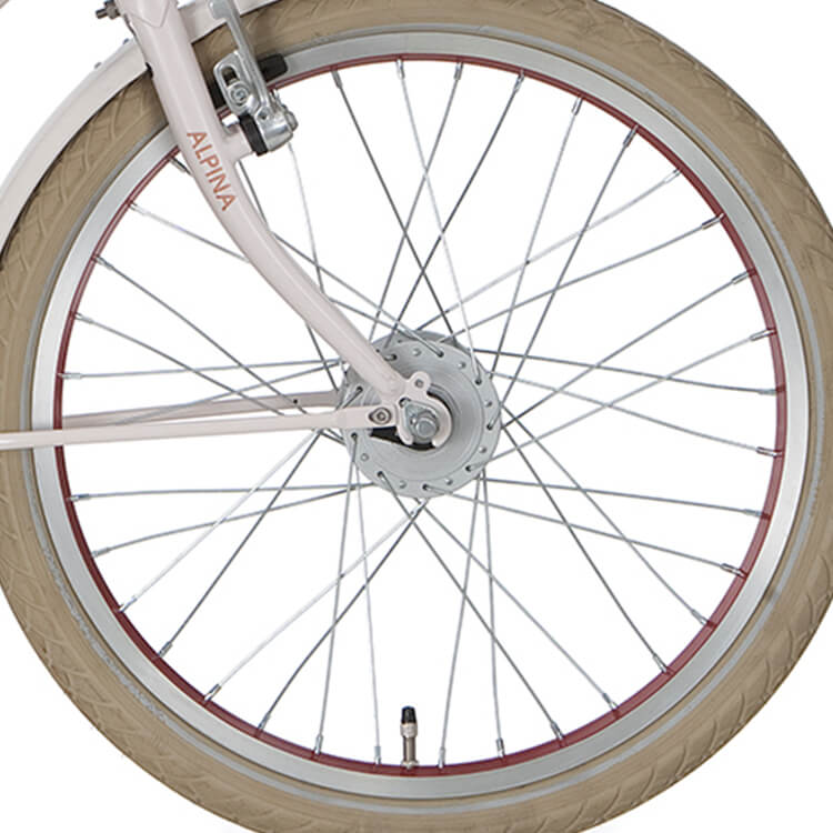 Alpina voorwiel 20 naafdynamo j20 copper zink spk afbeelding