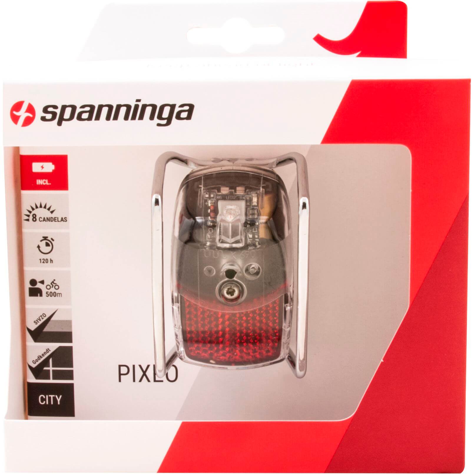 Spanninga achterlicht pixeo xb batterij spatbord chroom afbeelding