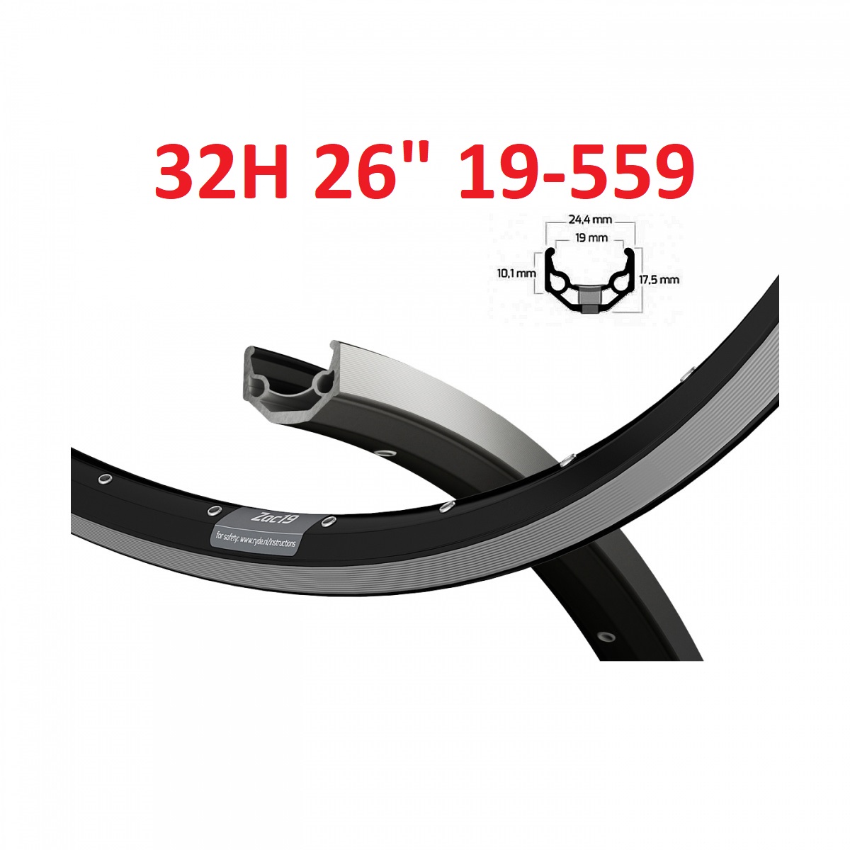 Ryde velg 26 zac19 zw 24.4mm 32/14