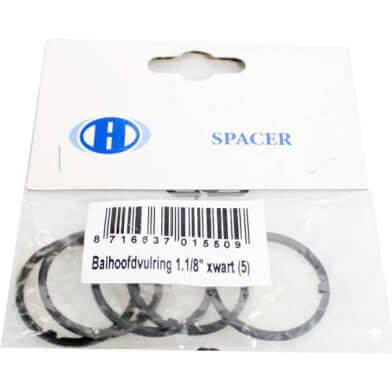 Hzb balhoofdvulring 1-1/8 inch 25.4 mm oversized zwart 5 stuks 6500062 afbeelding