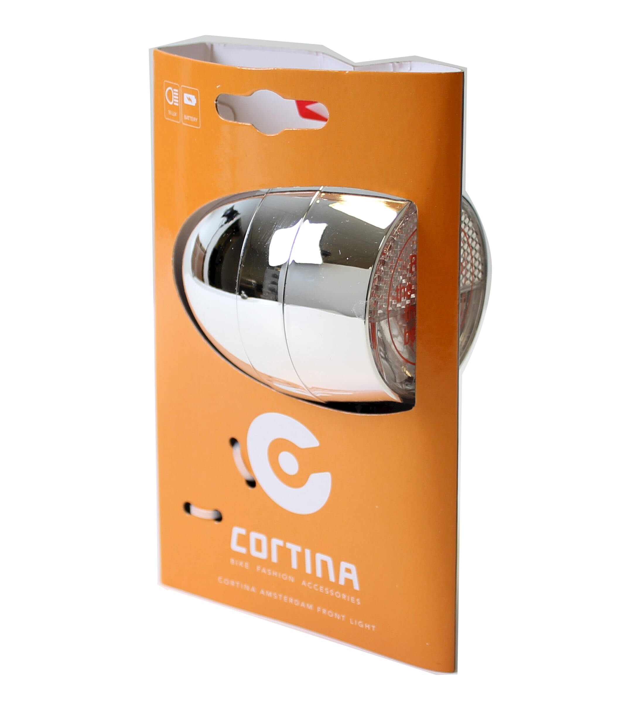 Cortina koplamp amsterdam batterij chroom afbeelding