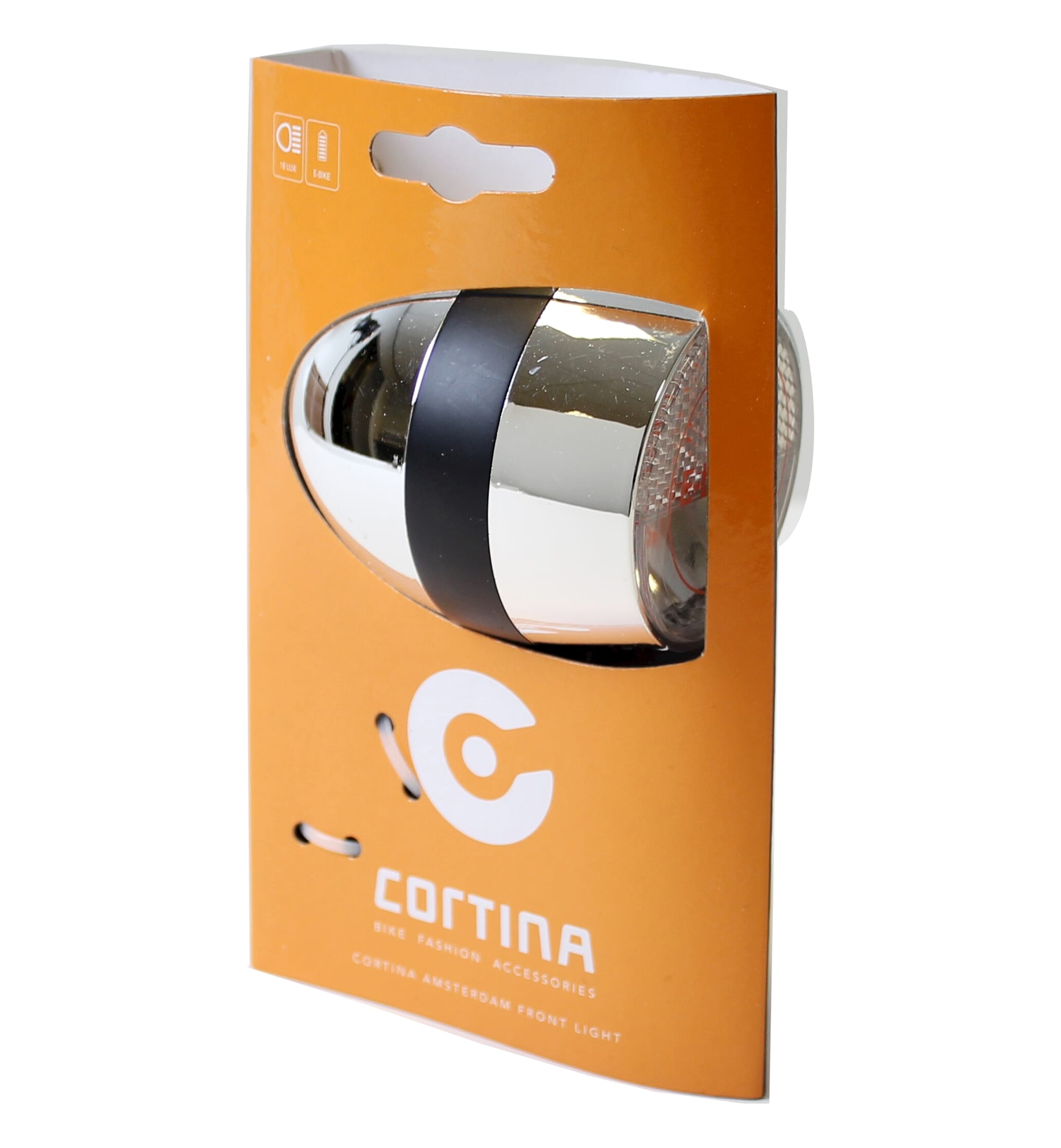 Cortina koplamp amsterdam e-bike chroom zwart afbeelding