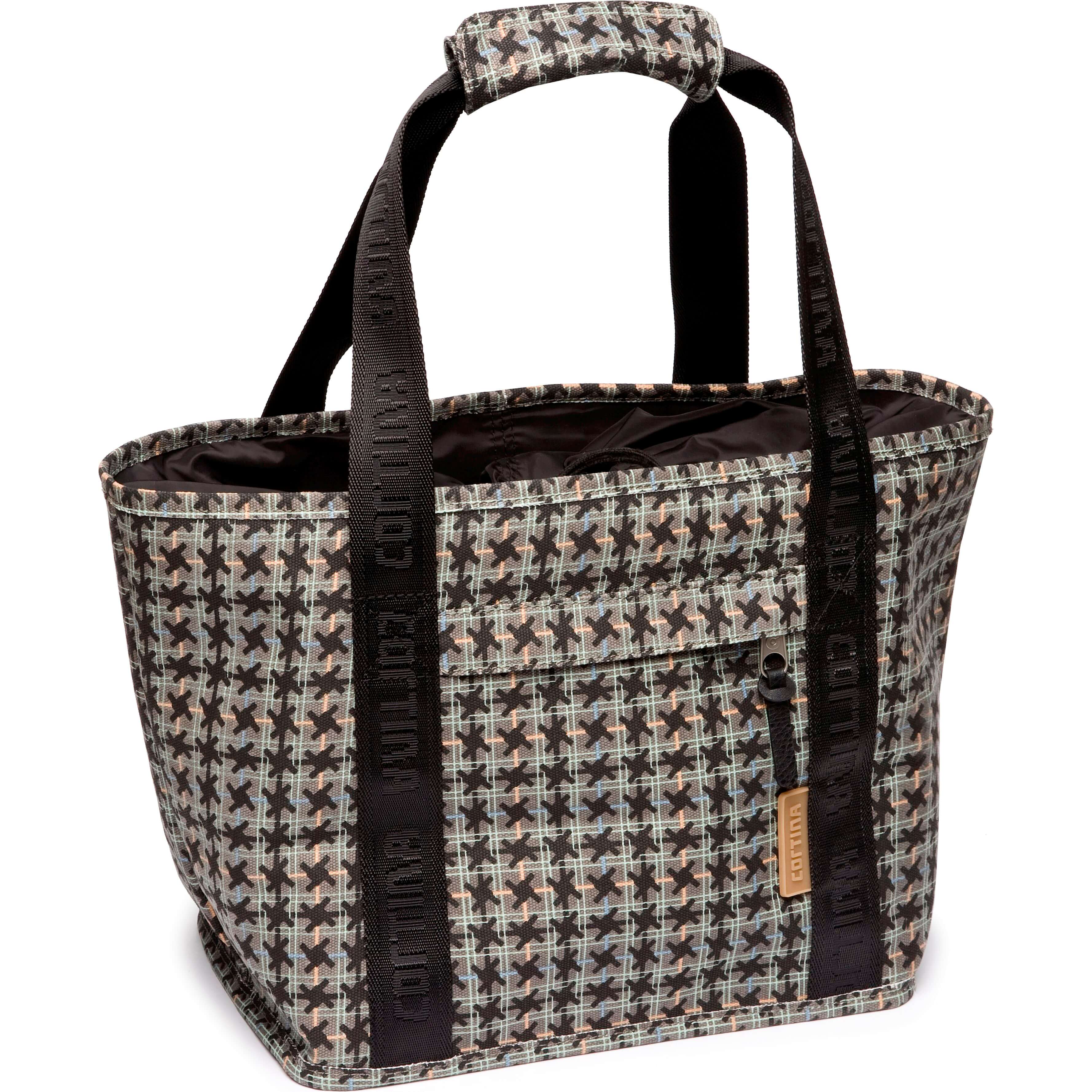 Cortina handtas vienna patroon, beige, inzettas, dames, fiets, zwart/bruin/beige afbeelding