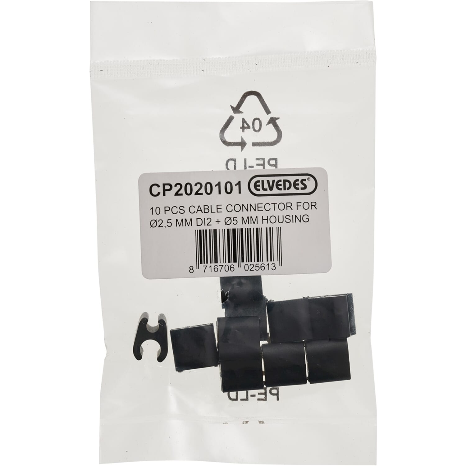 Elvedes kabelclips duo zwart 5+2,5mm(di2) (x10) cp2020101 afbeelding