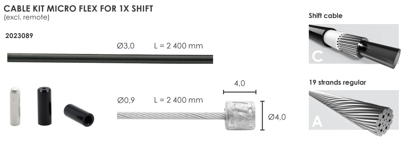 Elvedes Schakel kabelkit Micro flex ø3,2mm 2400mm/2500mm