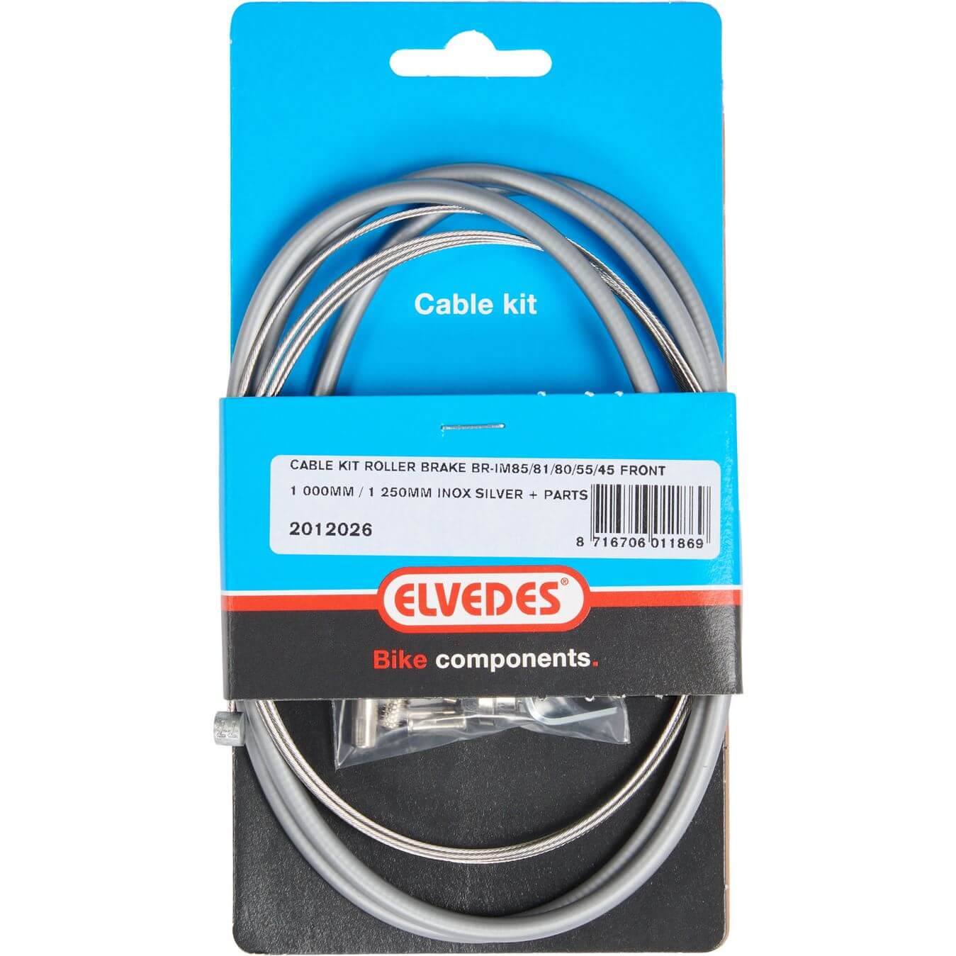 Elvedes voorremkabel voor rollerbrake br-im85 .rvs, zilver buitenkabel 1000mm/1250mm binnenkabel afbeelding