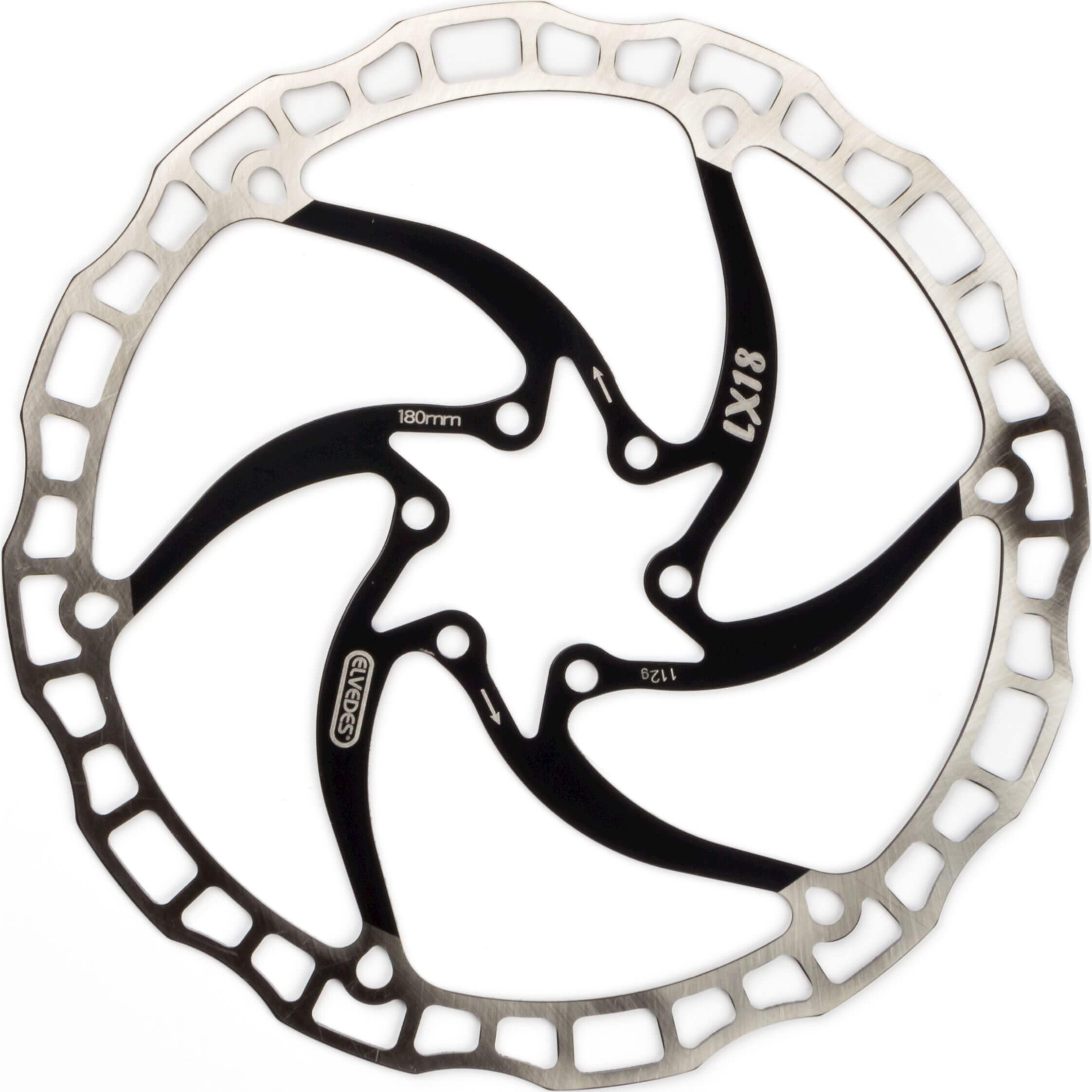 Elvedes one piece rotor 180mm 112g 6 gaats+bout zwart 2015197 afbeelding