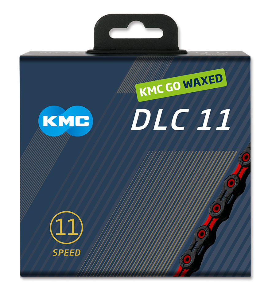 KMC ketting dlc11 black/red 118s waxed afbeelding