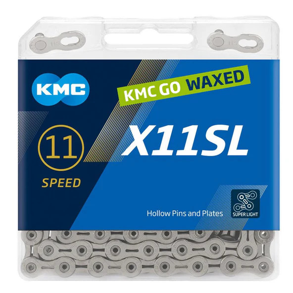 KMC Chain x11sl 118 links silver waxed afbeelding