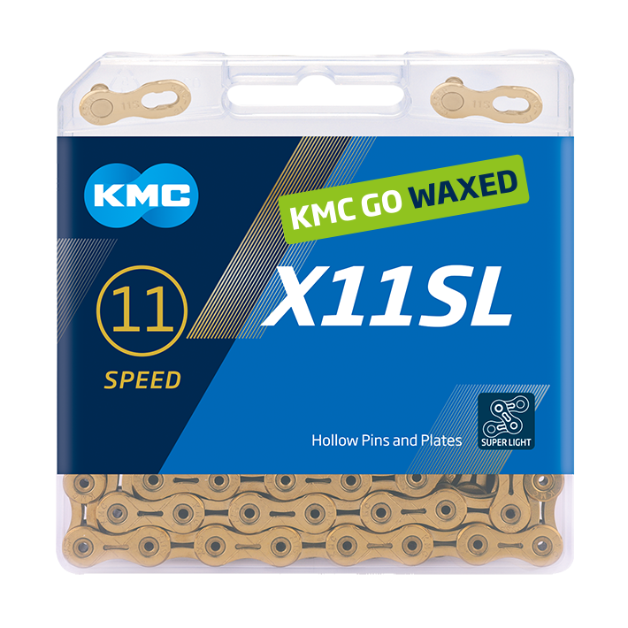 KMC Chain x11sl 118 links ti-n gold waxed afbeelding