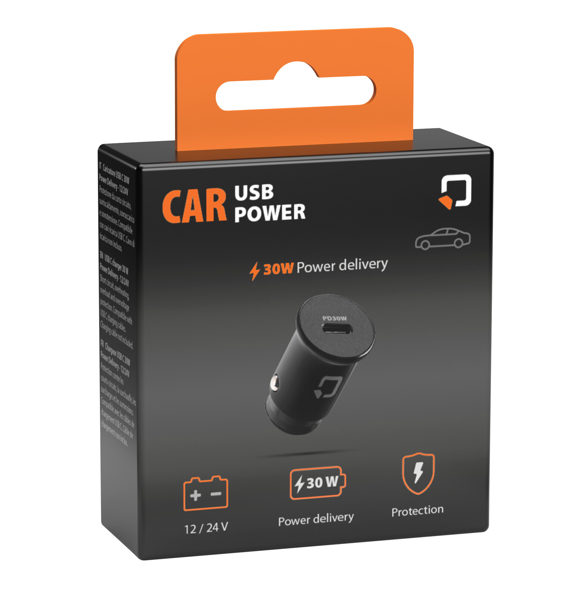 Optiline car usb power, 1 usb c port charger 30w - 12/24v afbeelding