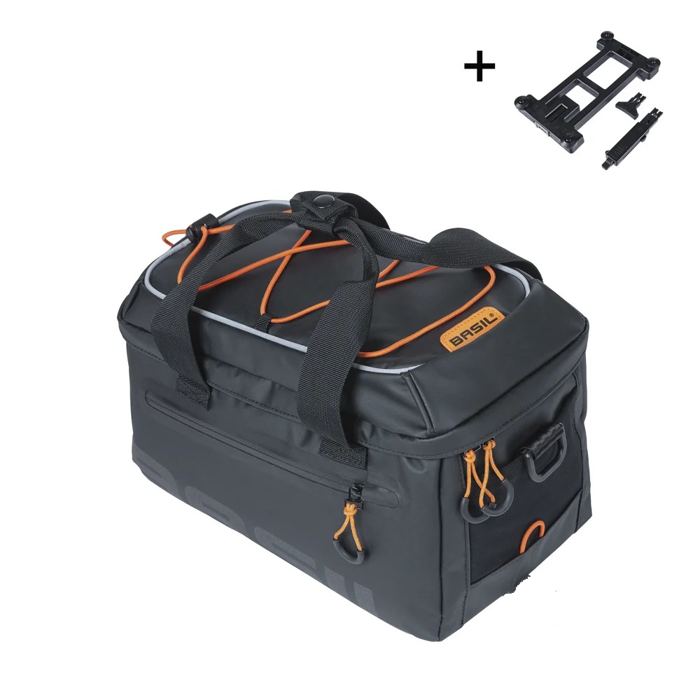 Basil bagagedragertas miles tarpaulin mik 7l zwart/oranje
