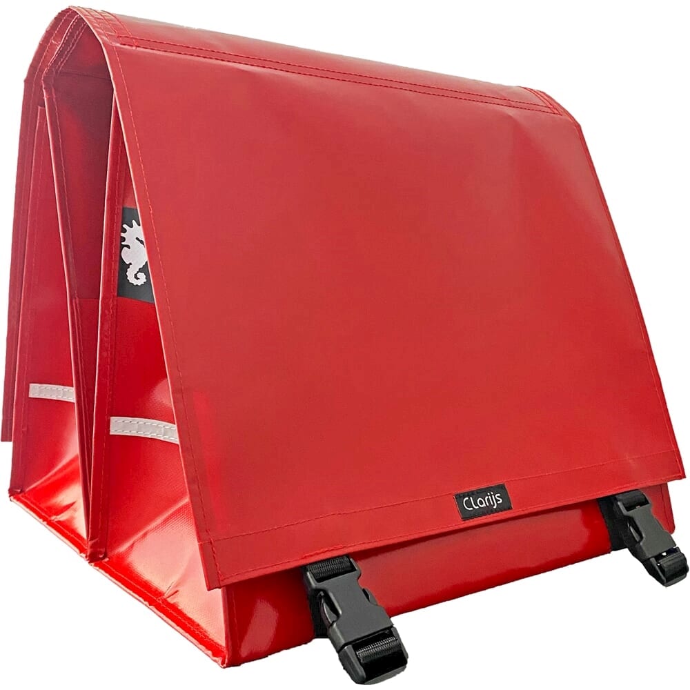 Clarijs fietstas dubbel l pvc 40l met uitsparing rood afbeelding