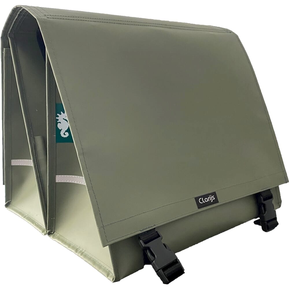 Clarijs fietstas dubbel xl pvc 46l met uitsparing mat olijf afbeelding