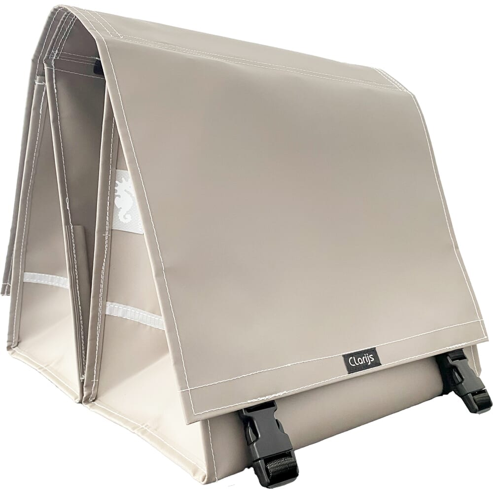 Clarijs fietstas dubbel xl pvc 46l met uitsparing mat taupe afbeelding