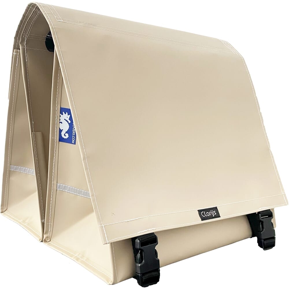 Clarijs fietstas dubbel xl pvc 46l met uitsparing mat zand afbeelding